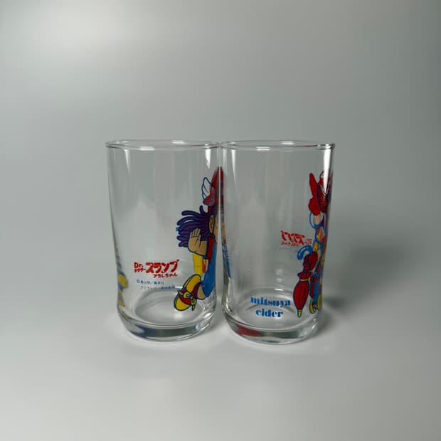 닥터슬럼프 아라레짱 유리컵 세트 일본 레트로 빈티지 쇼와 캐릭터 글라스