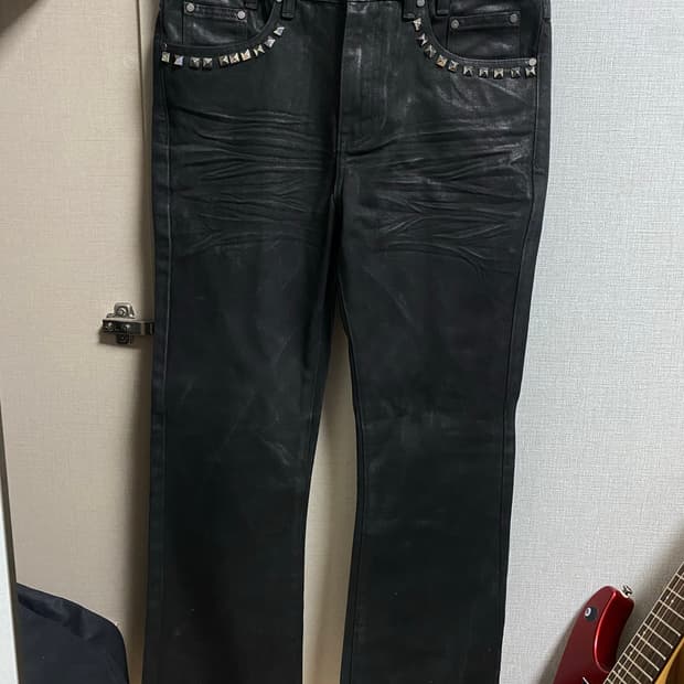 Waxed flare jean