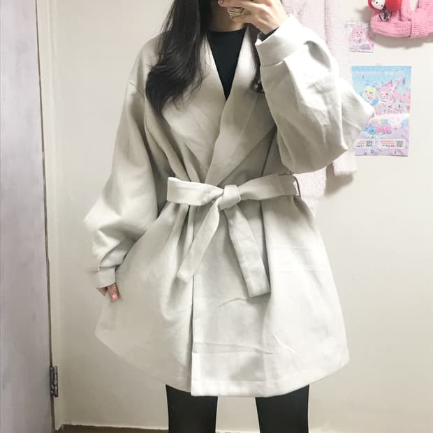 빈티지 벨트 코트 히메갸루 로걀 라떼 일브 일본 달천깔 이시하라사토미