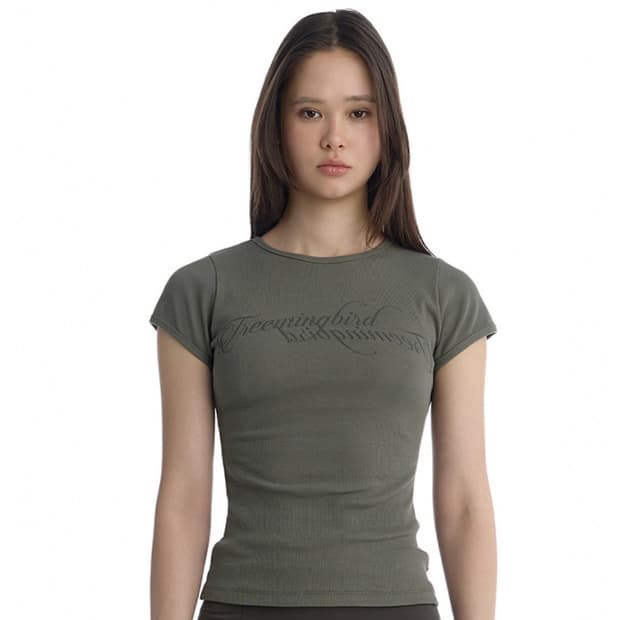 트리밍버드 Double Script Logo Ribbed T-Shirt
