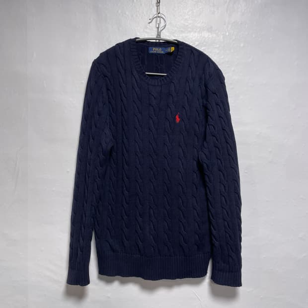 폴로 랄프로렌 네이비 꽈배기 니트 M