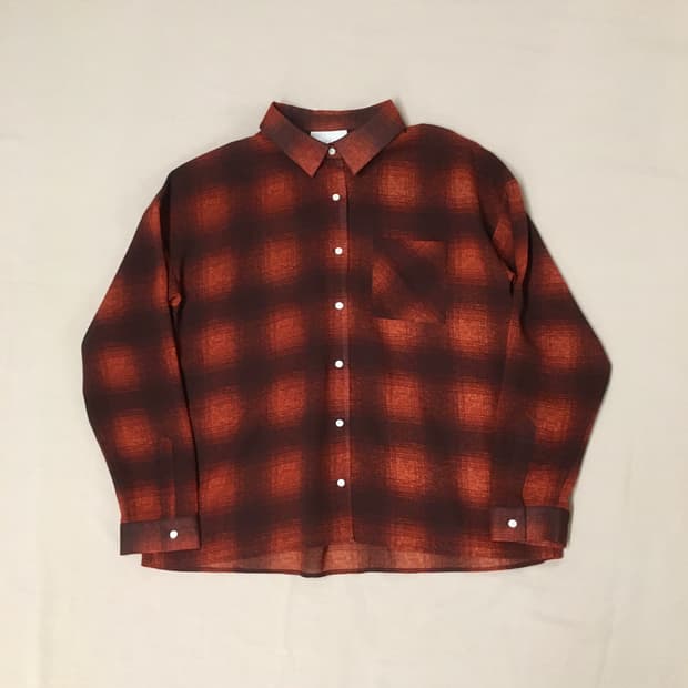 급처! 빔즈 옴브레 시스루 체크 셔츠