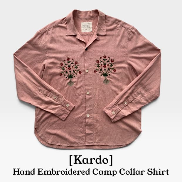 [KARDO] B-SHOP 별주 자수 오픈칼라 셔츠 (Dusty Pink