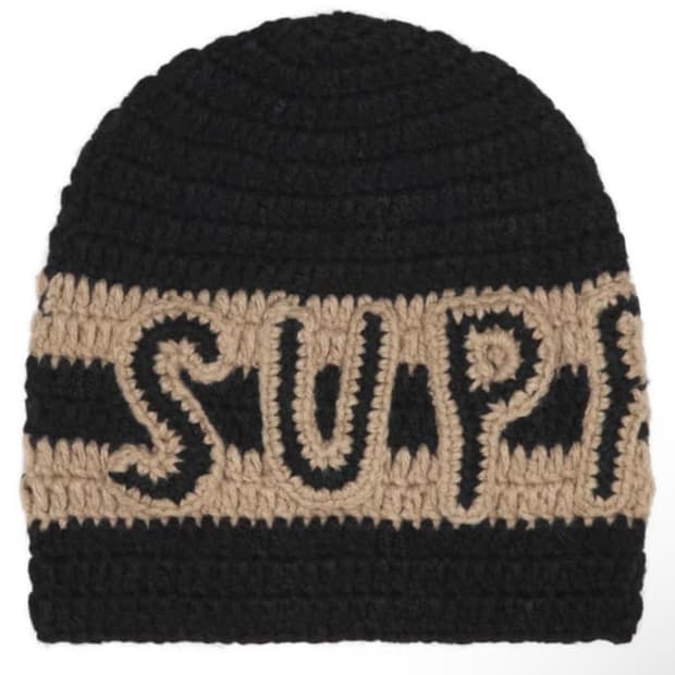 슈프림 크로쉐 로고 비니 블랙 - 25FW