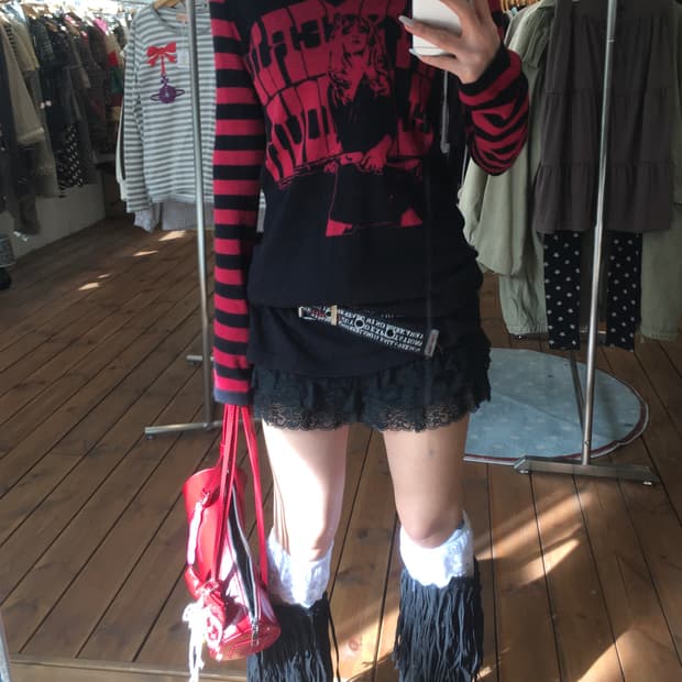 히스테릭글래머 히스걸 레드 스트라이프 니트