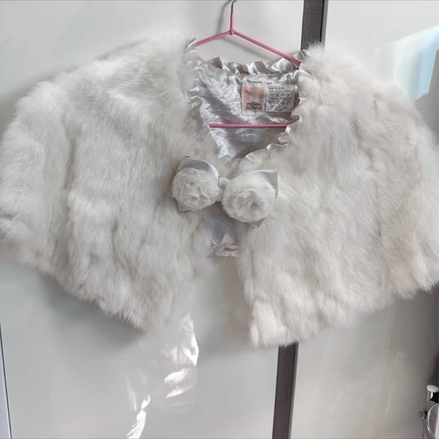일본 빈티지 화이트 밍크 퍼 케이프 볼레로