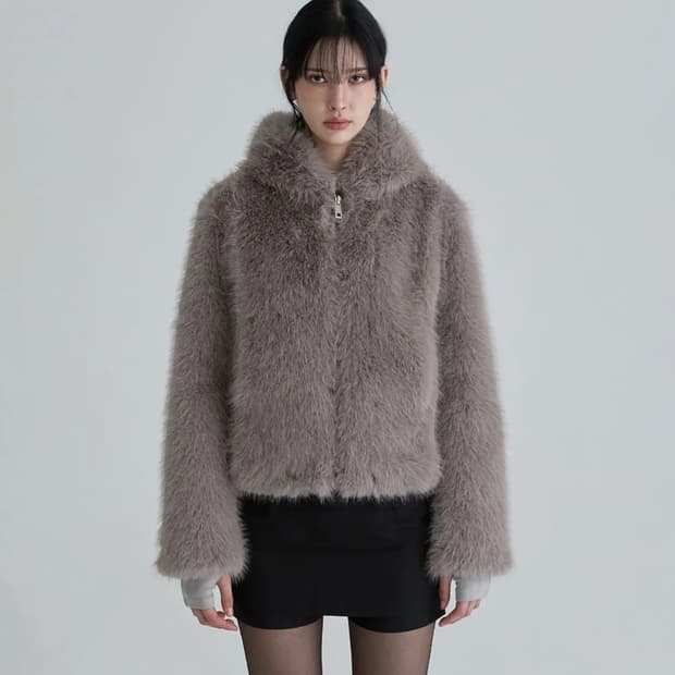 낫유어로즈 후디 퍼 자켓 점퍼 차콜