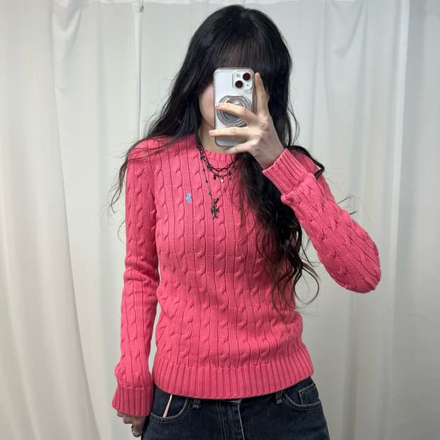 Polo Pink Cable Knit 