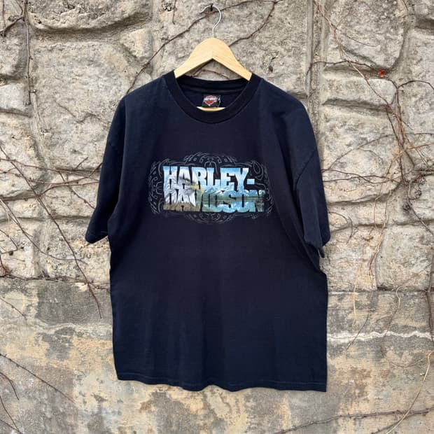 00s 할리데이비슨 빈티지 2005 usa 프린팅 반팔 티셔츠 xl