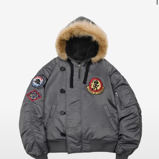 팀코믹스 패치드 ma-1 후디드 덱 점퍼 패딩 차콜s