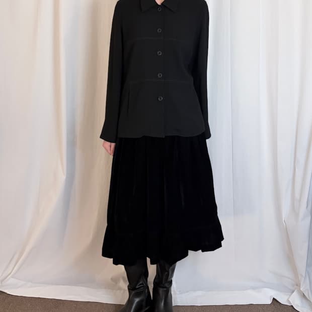 Stitch Detail Shirt Jacket – Black