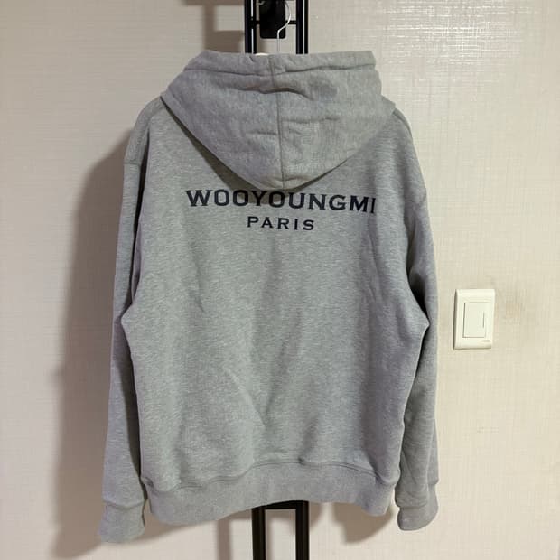 우영미 백로고 후드티 그레이