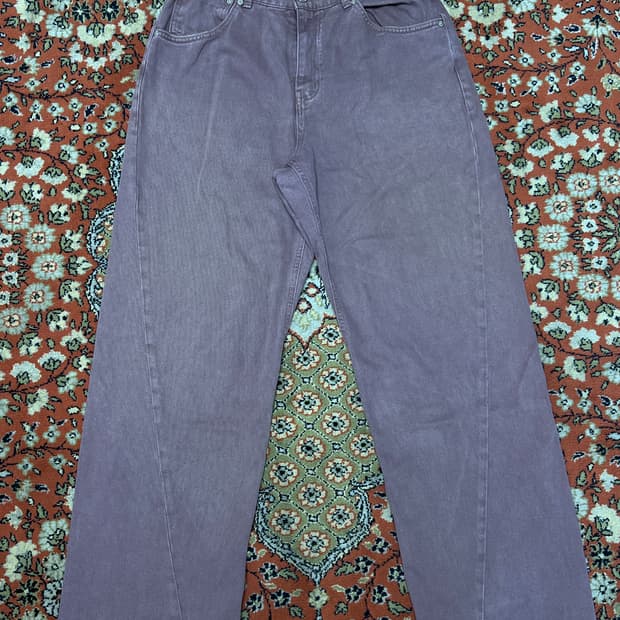 애프터프레이 와이드 슬래시 데님 진스 그레이프 M