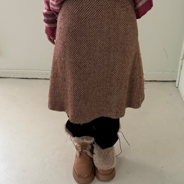 일본빈티지 브라운 울 미디스커트