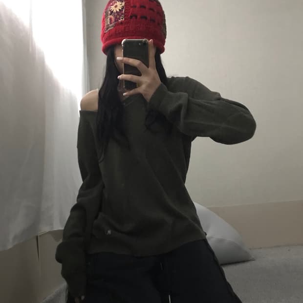 폴로 진스 카키 루즈핏 니트