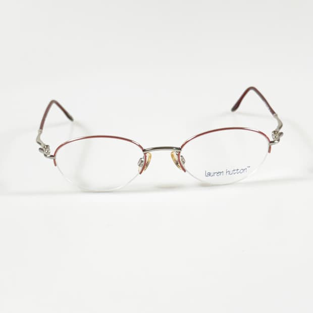 90s LAUREN HUTTON 실버톤 오벌 반무테 빈티지 안경