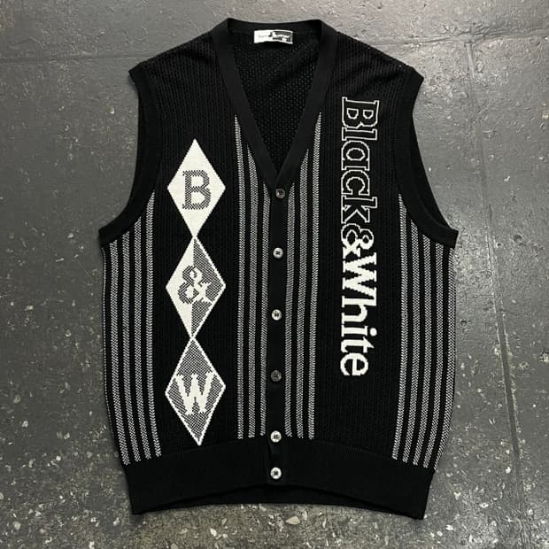 100 블랙앤화이트 니트 조끼