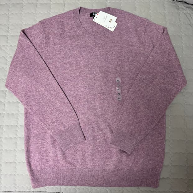 유니클로 캐시미어 니트 XL 퍼플 새제품