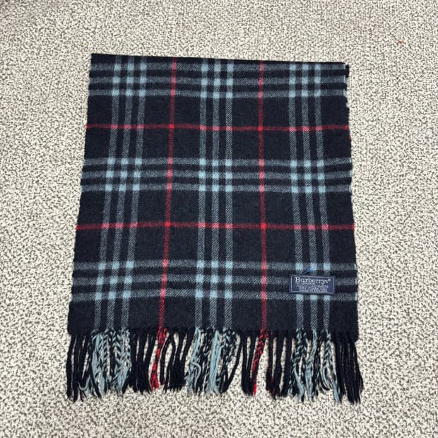 [택포,램스울100] 버버리 노바체크 네이비 머플러 목도리 [A+]