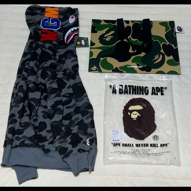 베이프 그레이 후드집업