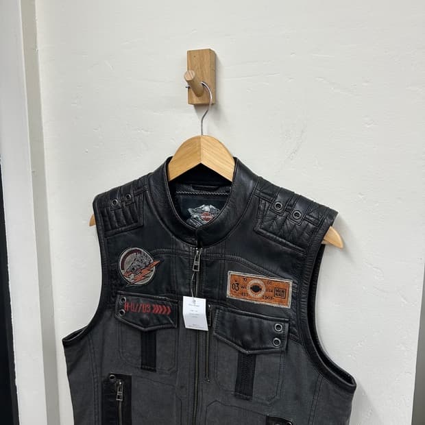 15993 - 할리데이비슨 레더 패치 바이크 조끼