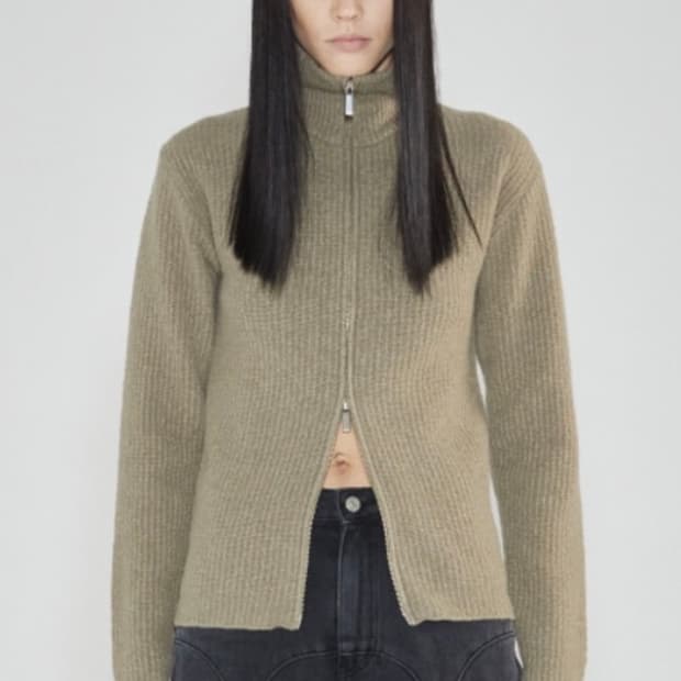 쓰리투에이티 투웨이 니트 집업 카키