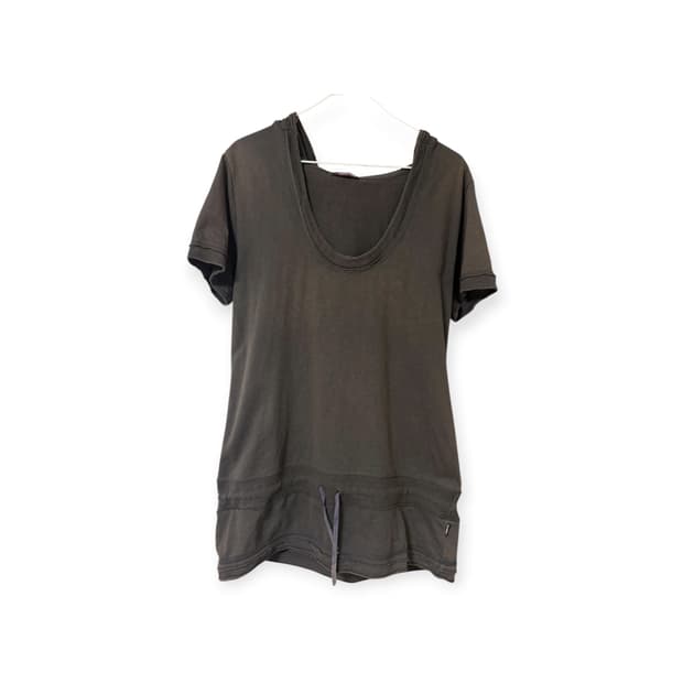 빈티지 레이어드 반팔 후드 맨투맨 브라운