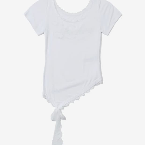 YOUHEE LACE UNBALANCE T-SHIRTS_WHITE