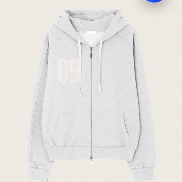 클리시어 09 넘버링 후드집업 라이트 멜란지