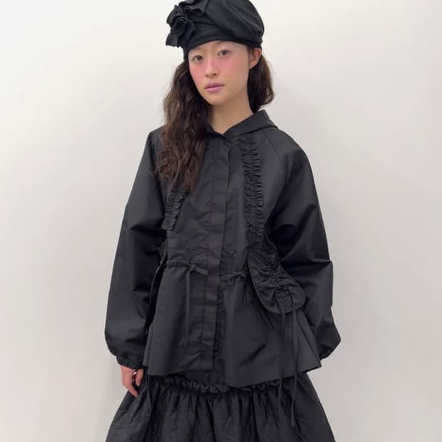 타입서비스 러플 후디 Ruffled Peplum Hoodie Jacket