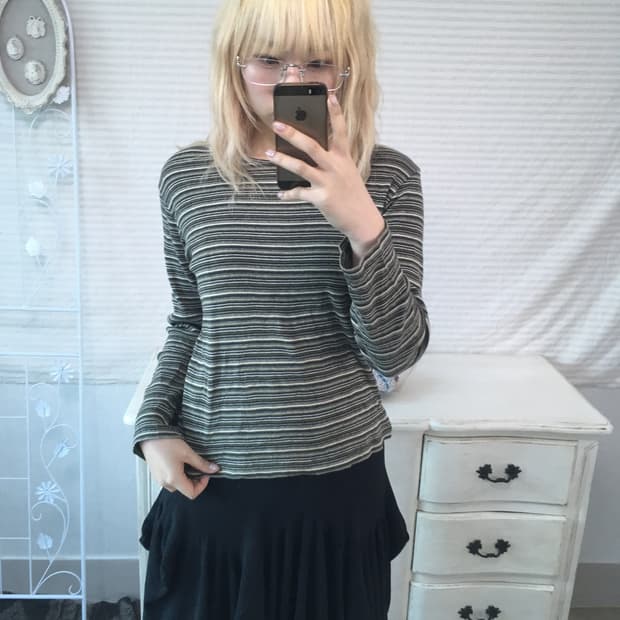 olive nerd stripe long sleeve