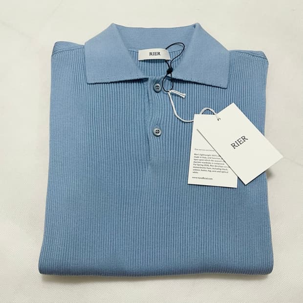 [S]리에르 Rib 실크 폴로 니트/블루