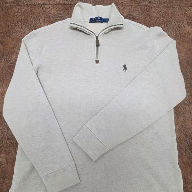 폴로 베이지 반집업 니트 S