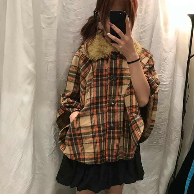 Cornflake 라떼갸루 모리걸 미소녀 퍼 케이프 판초