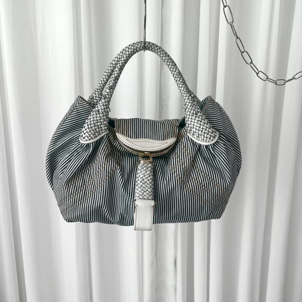 펜디 스파이 데님 스트라이프 숄더백