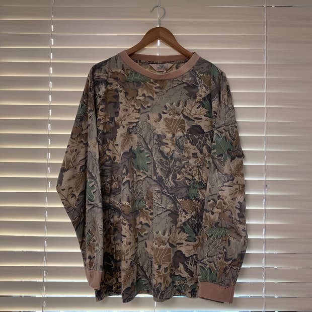 80s 빈티지 리얼트리 카모 롱슬리브 긴팔 티셔츠 USA Made L