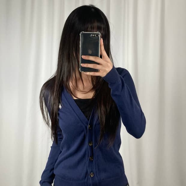 폴로 화이트 포니 네이비 가디건