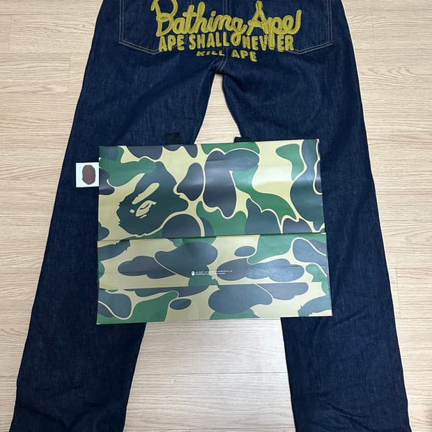 새상품) BAPE 베이프1997 Type-01 챔피온 데님 팬츠 인디고