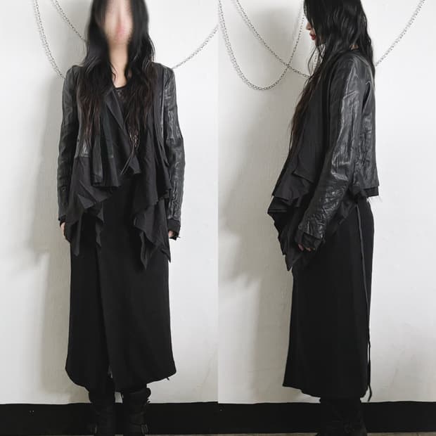 aleksandr manamis 핸드스티치 드레이프 레더자켓