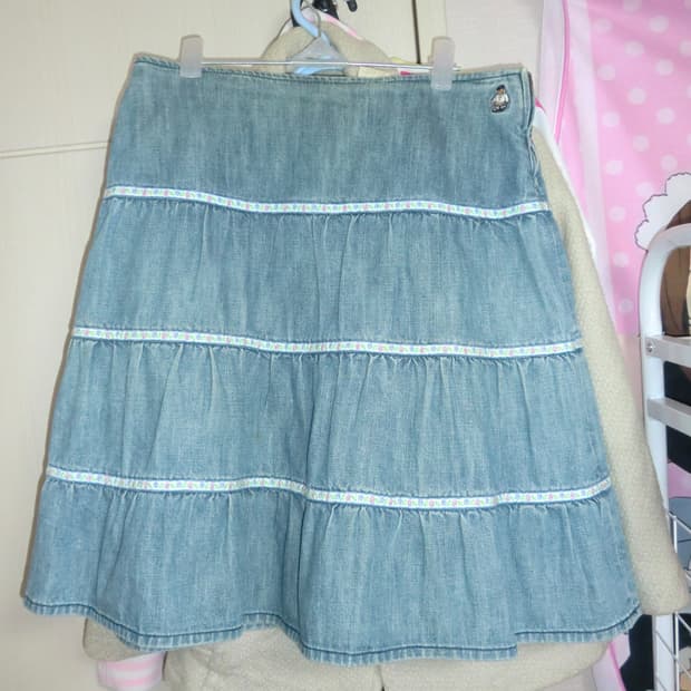  플라워 청스커트 빈티지 모리걸 하구미 히피