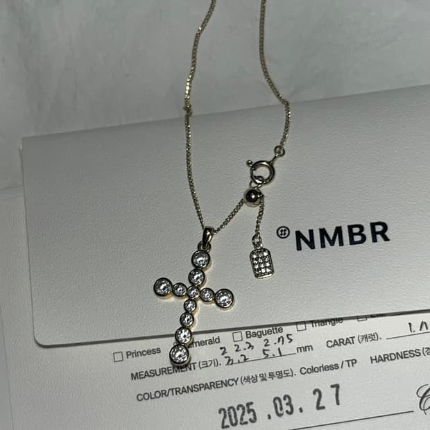 넘버링 십자가 목걸이 골드 #3729 