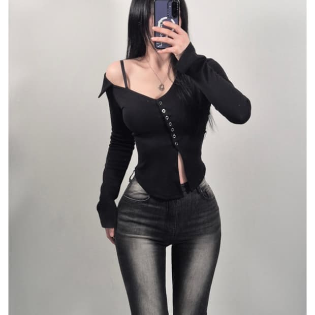 XERIF 세리프 원숄더 셔츠탑 / 지그재그 에이블리