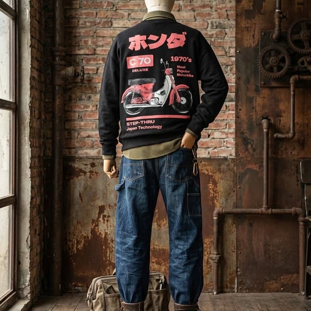 Honda C70s 레트로 스웻셔츠
