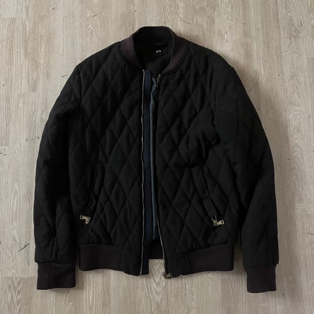H&M 퀼팅 봄버 블루종 자켓