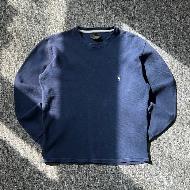 폴로 랄프로렌 네이비 롱슬리브 와플티셔츠 