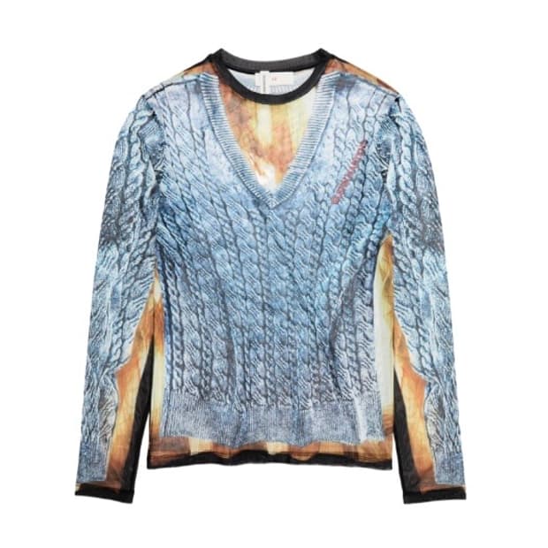 에이치엔엠 X 글렌 마틴스 프린트 메쉬 탑 블루 L