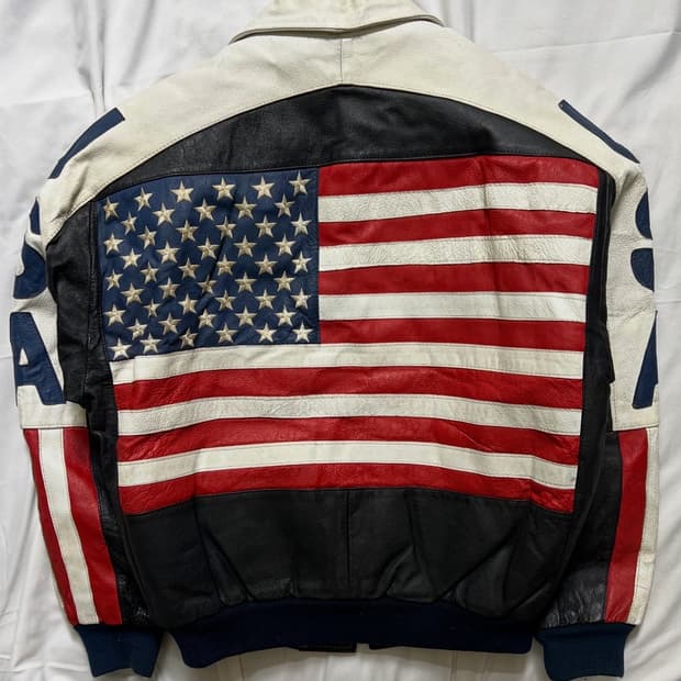 Michael Hoban 빈티지 성조기 가죽 자켓