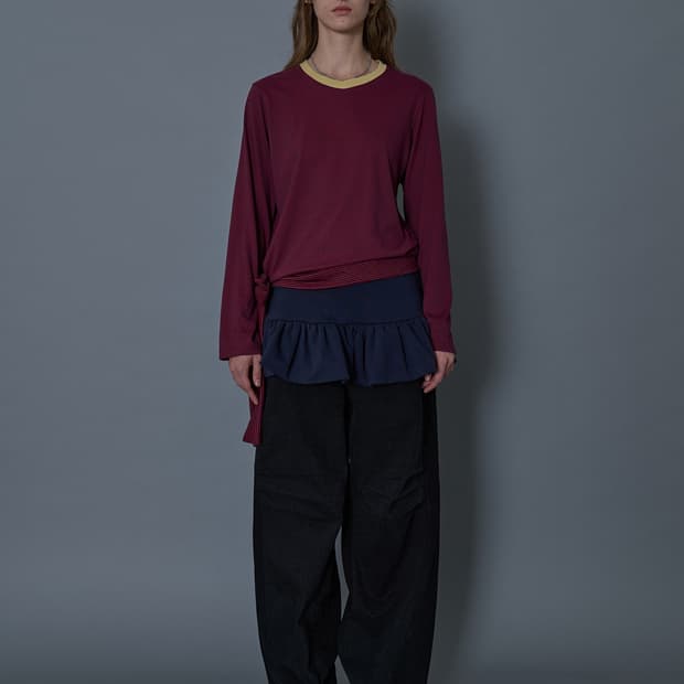 Gyeong 타이 스트립 롱 슬리브티