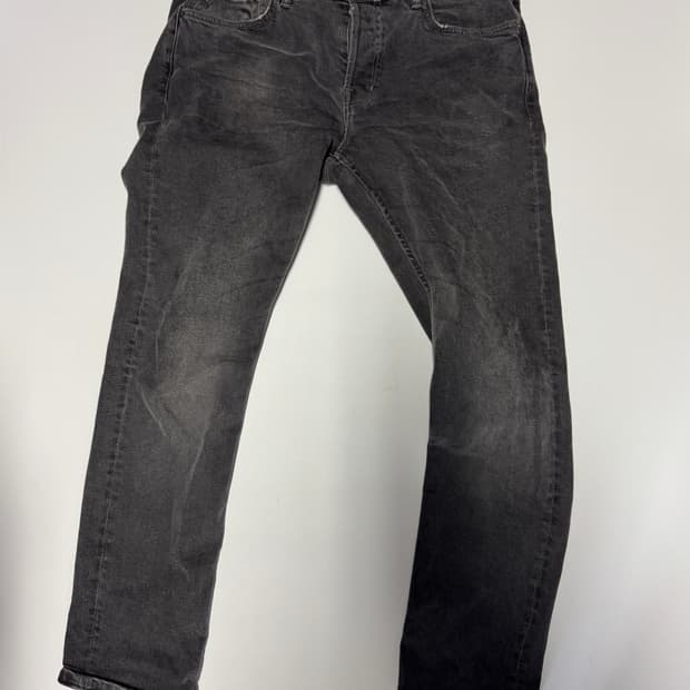 정품!! 올세인츠 흑청 빈티지 워싱 버튼 데님팬츠 33.8인치