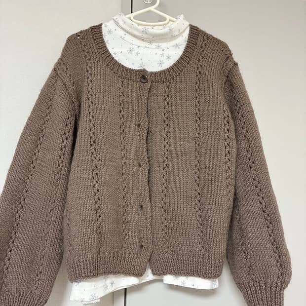 브라운 가디건 눈꽃 이너 세트 